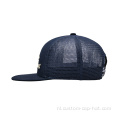 6 paneel plat borduurwerk snapback mesh hoed